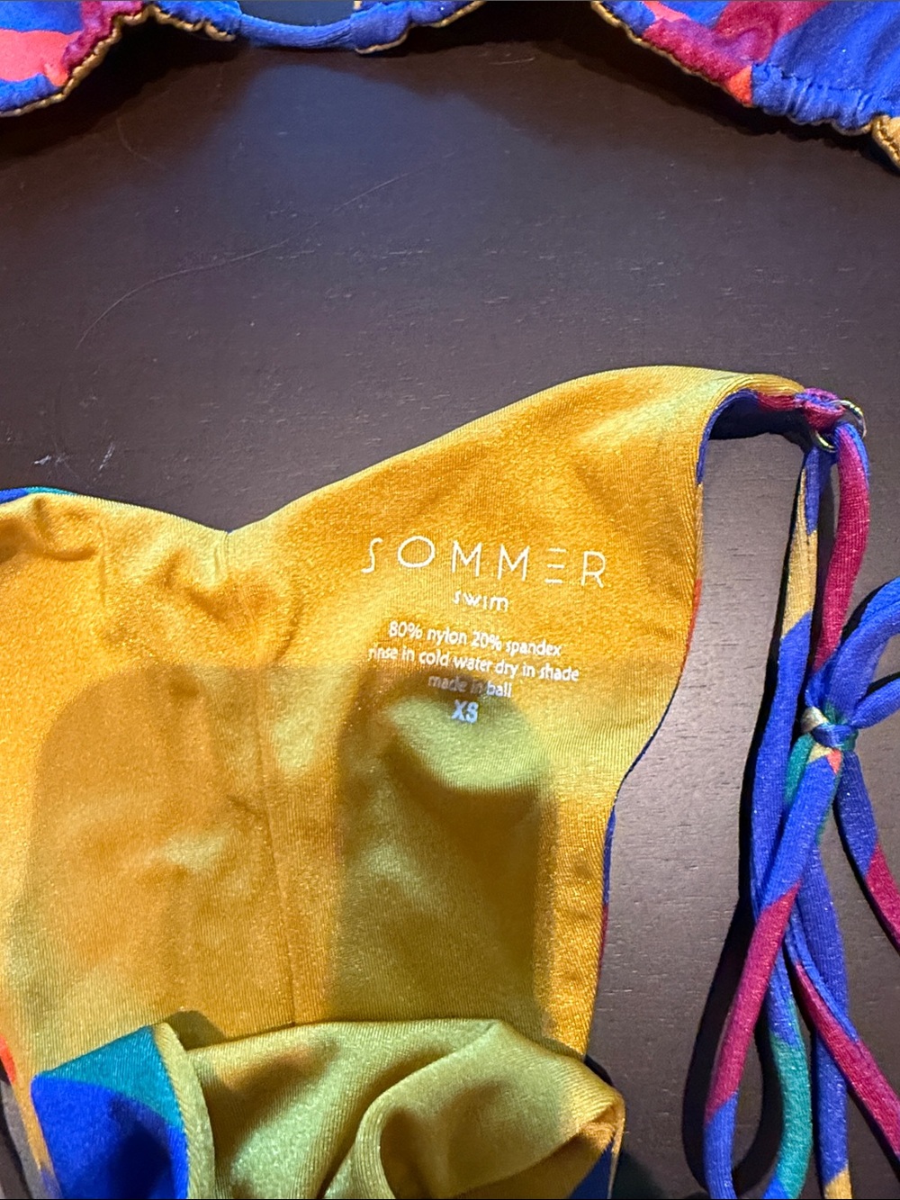 Colorblock Tie-Side Triangle Bikini - Multicolor - Picture 2 of 4